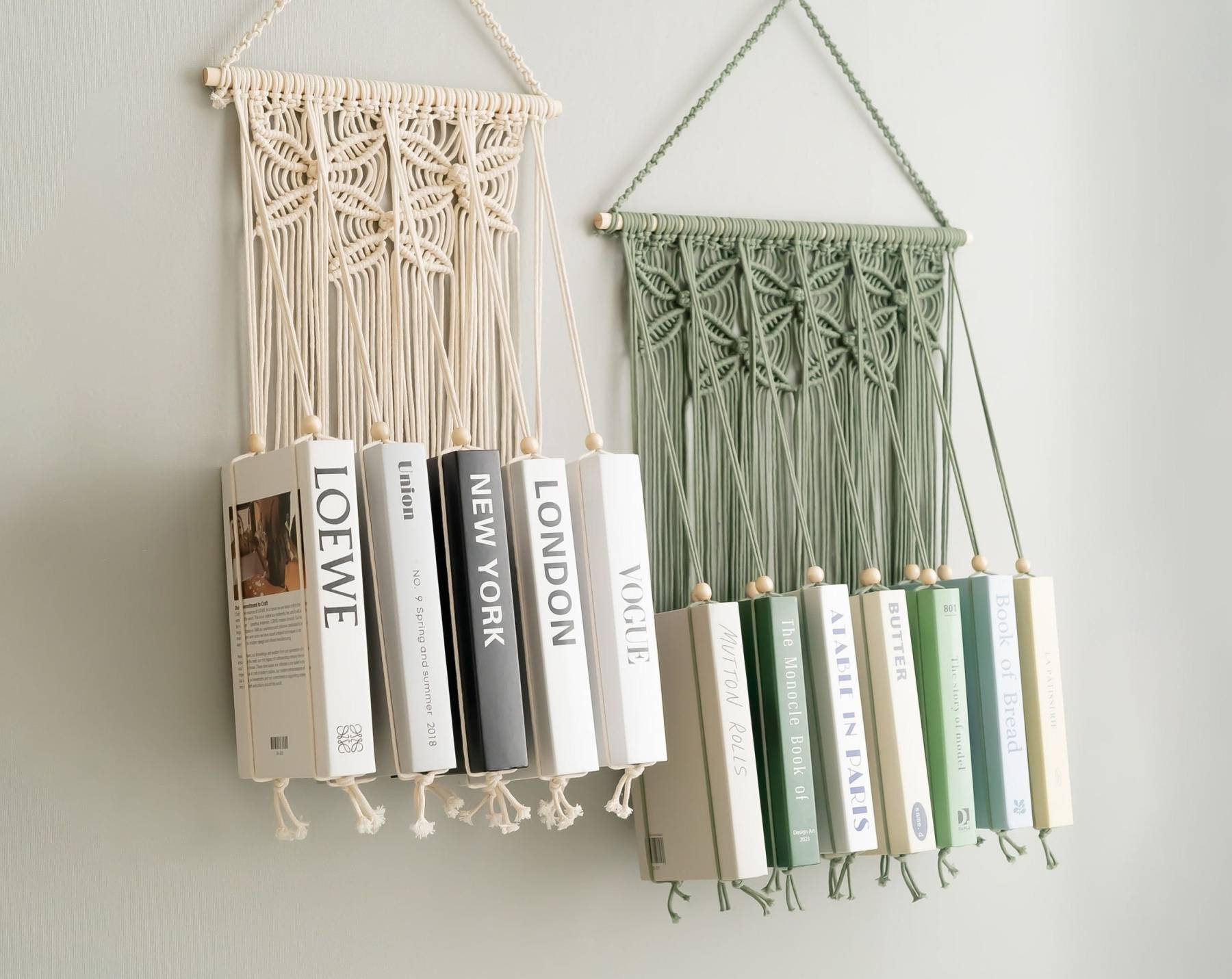 Macrame Book Holder, Book Lover Gift, New Home Gift, Mid Century Modern, Nursery Bookshelf