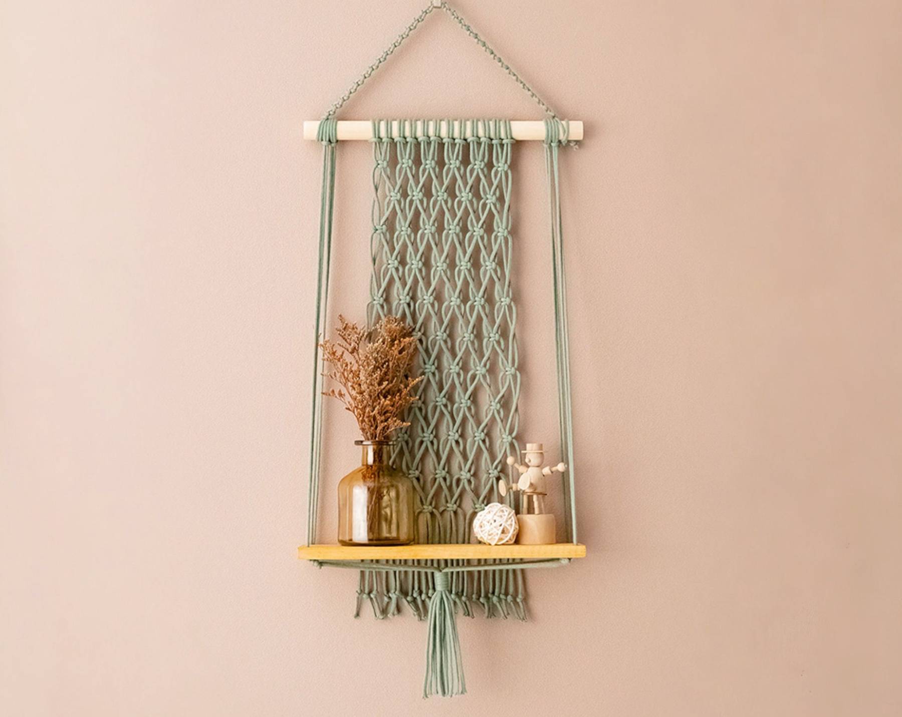 Macrame Shelves, Wood Shelf, Indoor Plant Shelf, Living Room Decor, Shelf For Plants, Handmade Macrame, Wall Mount Shelves