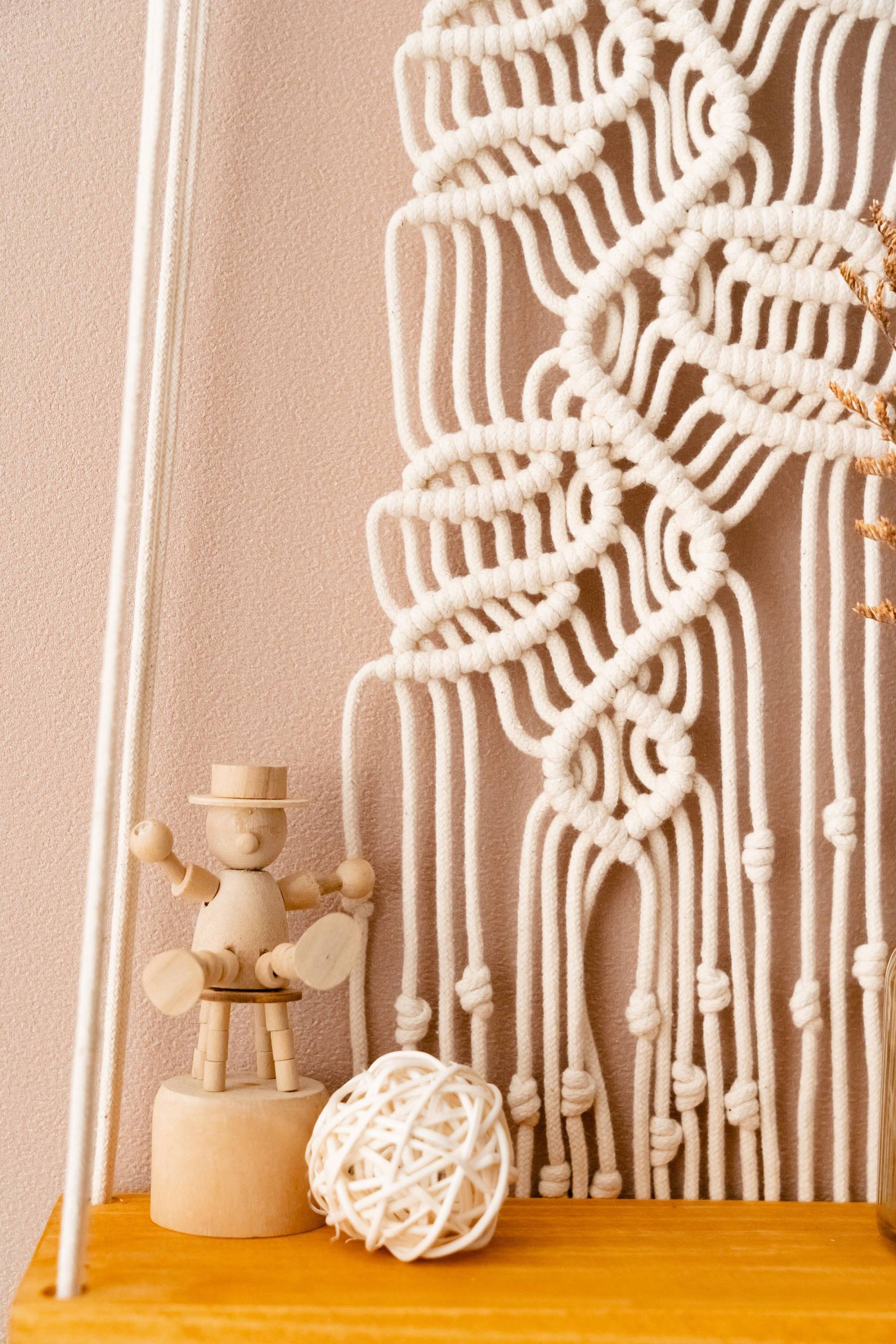 Boho Macrame Hanging Shelf for Modern Decor