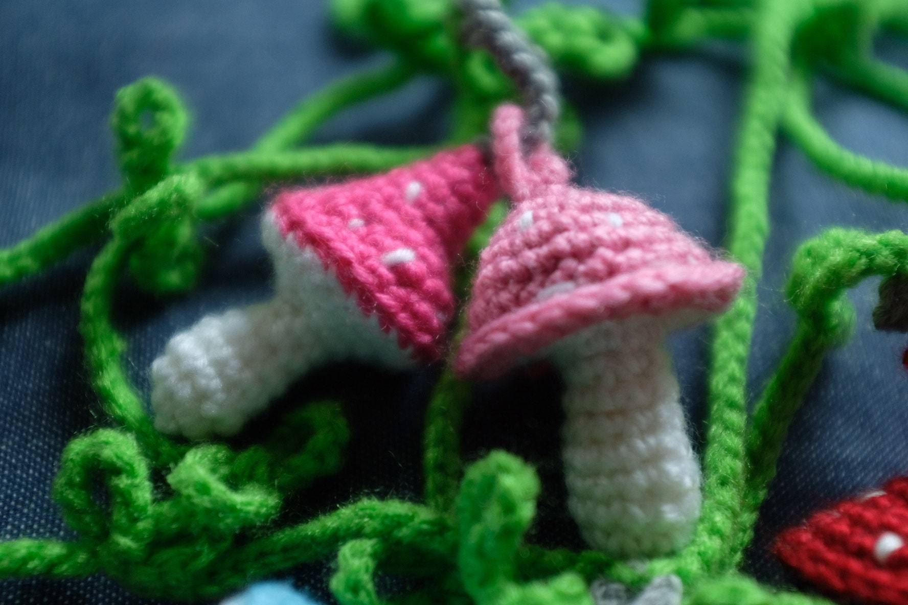 Crochet curtain tie back handmade mushroom curtain hold back crochet colorful mushrooms