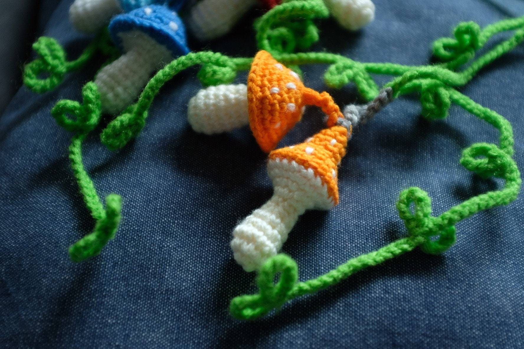 Crochet curtain tie back handmade mushroom curtain hold back crochet colorful mushrooms