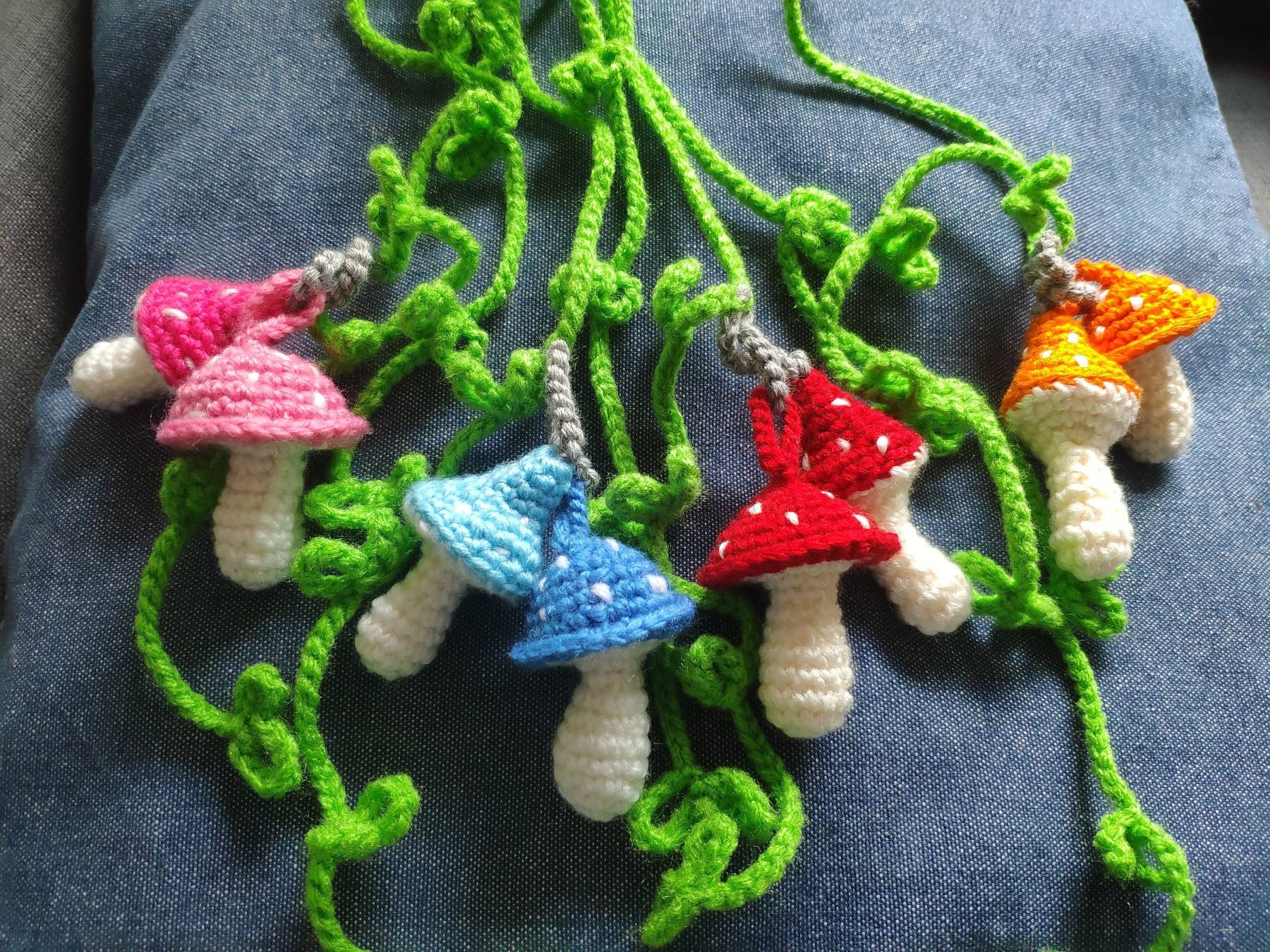 Crochet curtain tie back handmade mushroom curtain hold back crochet colorful mushrooms