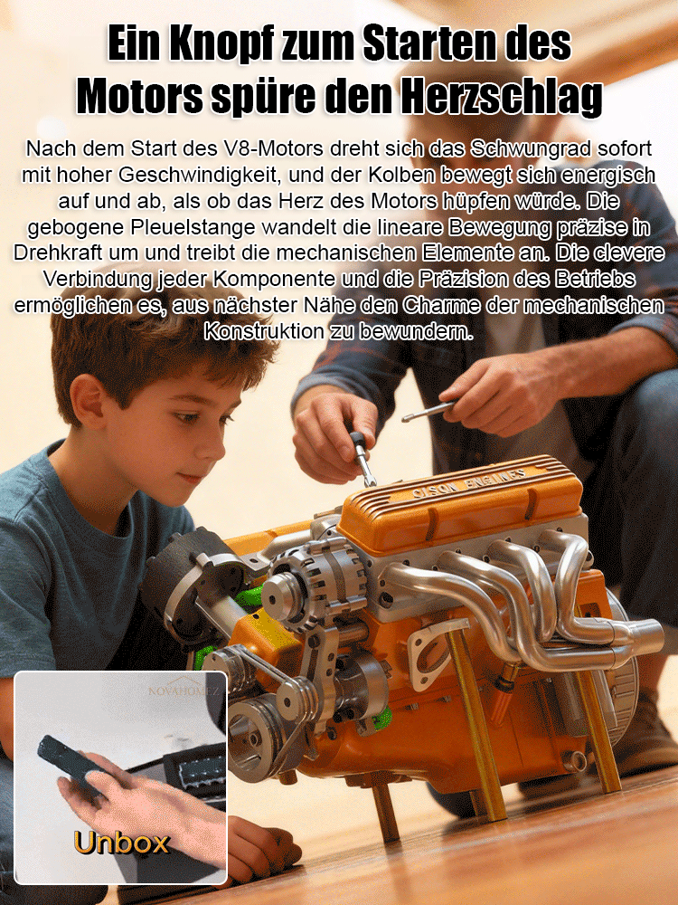  Neues Motormodell: V8-Motor-Dekoration. 🚗 Der Traum eines jeden Ingenieurs. Maßstab 1:16, wassergekühlt und mit unglaublichem V8-Sound. Überzeugen Sie sich selbst!
