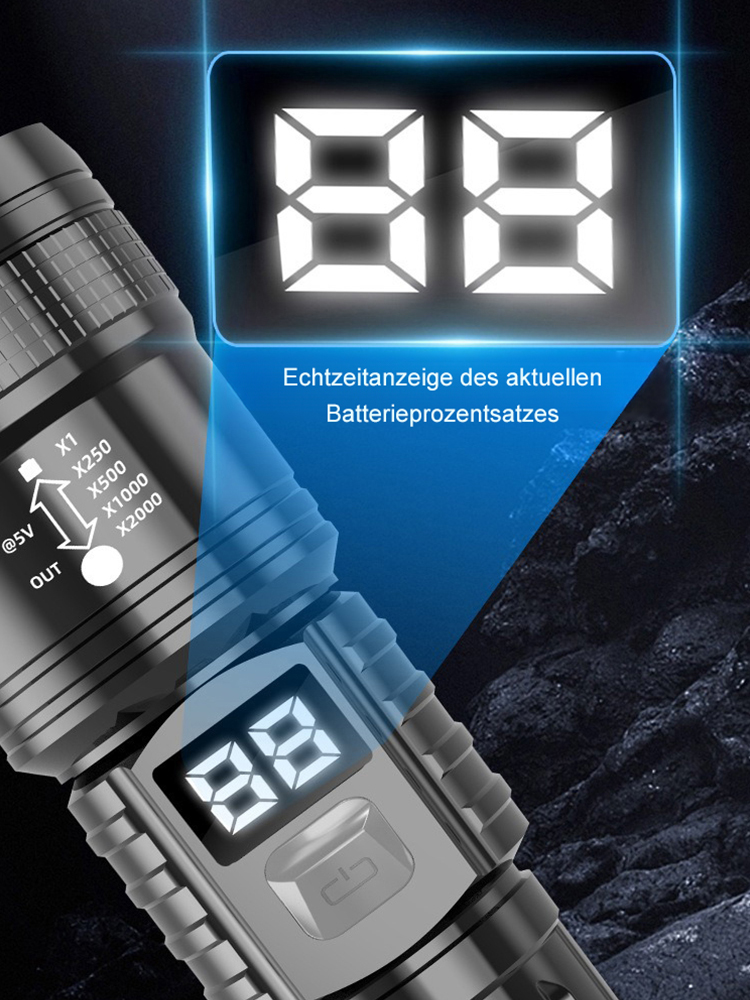 Zoom-Taschenlampe mit großer Reichweite