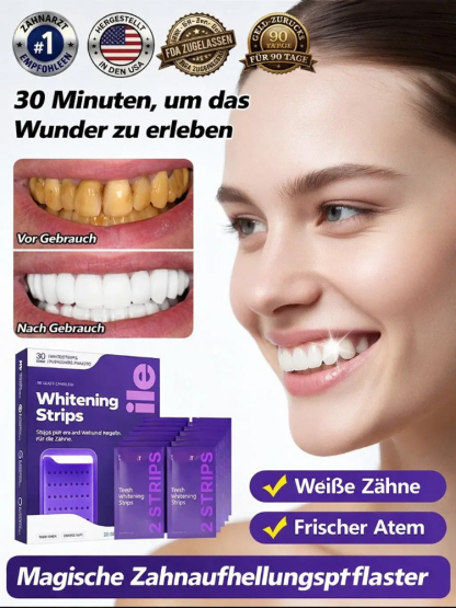 Träumen Sie von einem strahlend weißen Lächeln, ohne teure Zahnarztbesuche?【Zahnaufhellung für zu Hause】Sofortige Aufhellungsstreifen