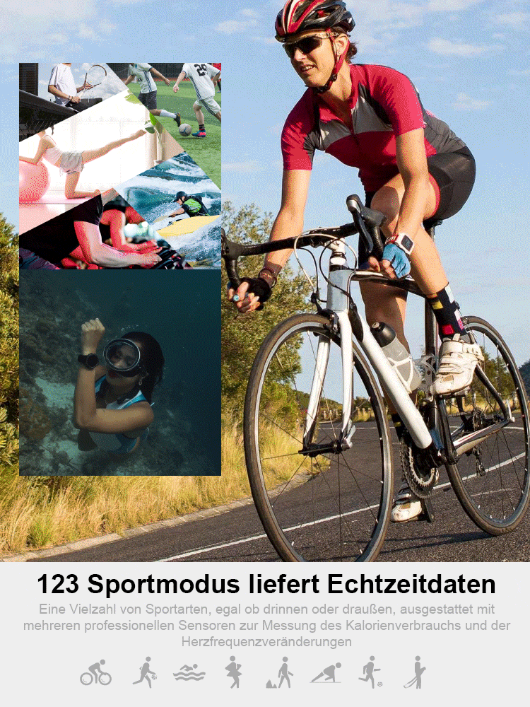 [30 Tage Akkulaufzeit] 170 Modi Gesundheitserkennungsuhr