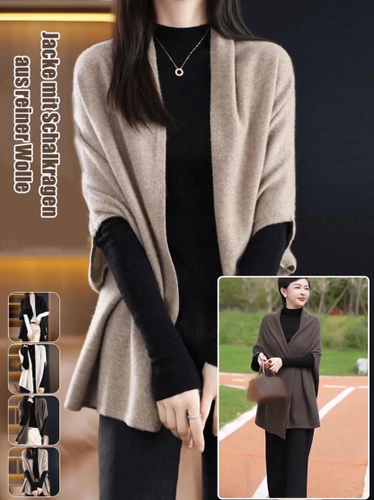 【Schalmantel aus reiner Wolle】💁‍♀️ Leicht und warm, dieses Cape-ähnliche Design sorgt für einen 360-Grad-Schlankheitseffekt.