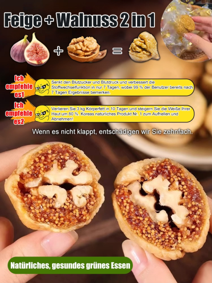Freizeit-Snack Feigen mit Walnusskernen Trockenfrüchte 😘🥰Eine Delikatesse ohne einen einzigen Tropfen Zucker oder Öl! Reich an Ballaststoffen, Vitaminen und Antioxidantien.