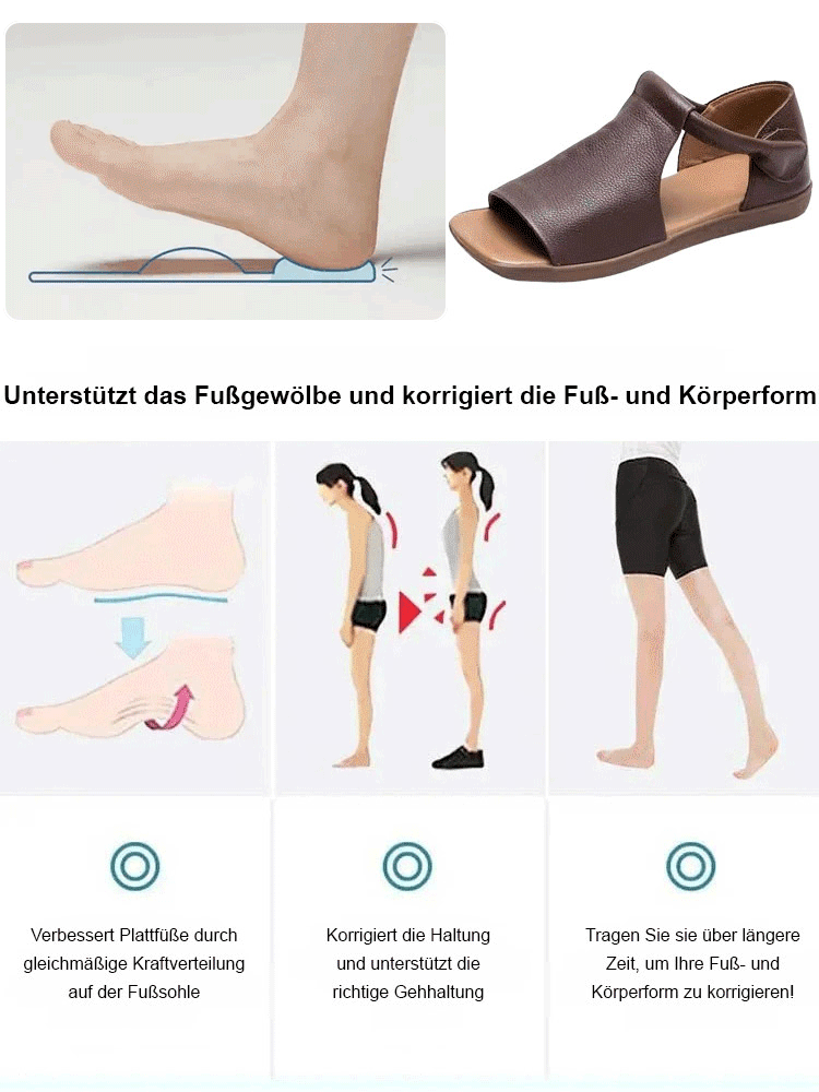 【Speziell für deutsche Frauenfüße entwickelt】✨Handgefertigte Ledersandalen, die auch nach langem Tragen nicht ermüden!