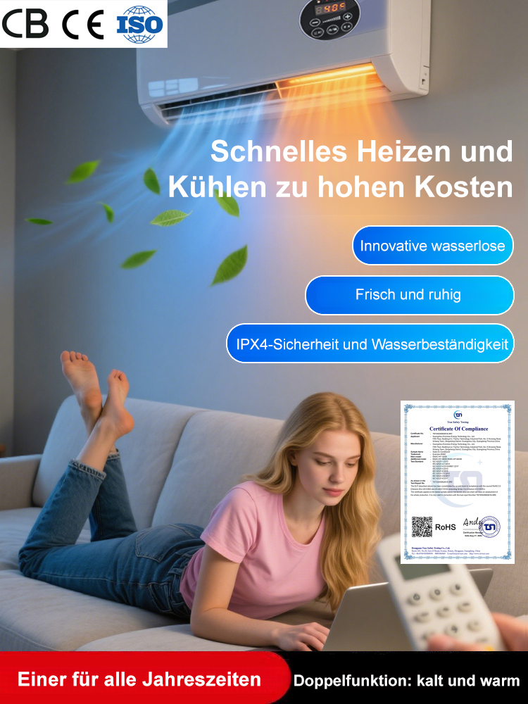 【Keine Installation erforderlich】Wandmontierte Warm- und Kaltklimaanlage für den Haushalt