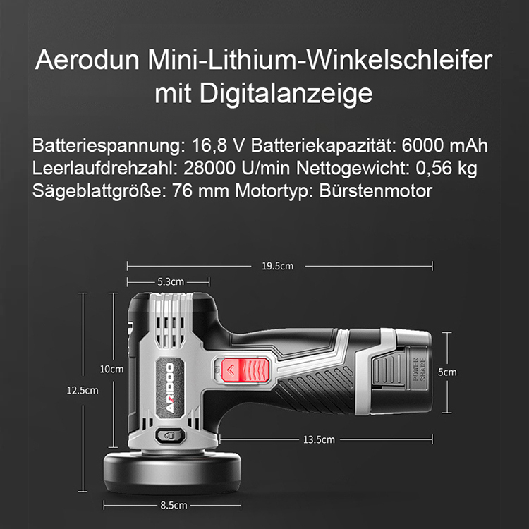 Multifunktionale Winkelschleifer. Schneidet, schleift, entfernt Rost und poliert mühelos. Trotz seiner geringen Größe ist er extrem leistungsstark.