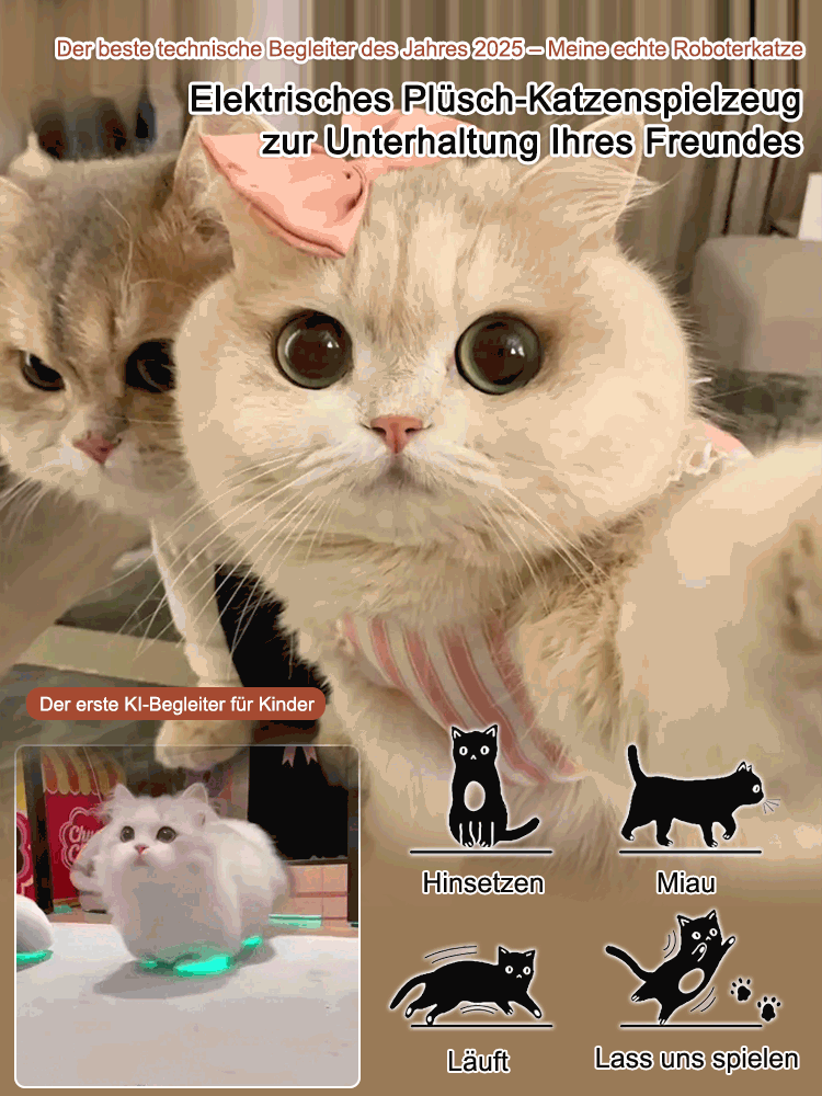 Echtes elektrisches Plüsch-Katzenspielzeug.✨🐱 Es wird sich Ihnen gegenüber wie eine echte Katze verhalten