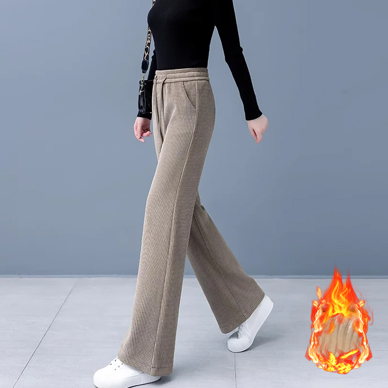 Gerade geschnittene Cordhose mit hoher Taille und schlanker Freizeithose ❄️ Das Futter aus hochwertiger, 300 g schwerer australischer Wolle mit hoher Dichte spendet sofort wohlige Wärme!