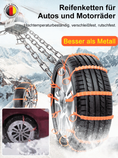 【Ab 1,20 € pro Produkt】👍 【Von professionellen Rettungsteams zertifiziert】❄️ Kein Reifenwechsel, keine schmutzigen Hände – einfach mit einer Hand ziehen, Montage und Demontage in nur 10 Sekunden.
