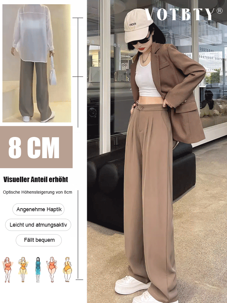 Schlankmachende vielseitige High-Waist-Hosen mit weitem Bein
