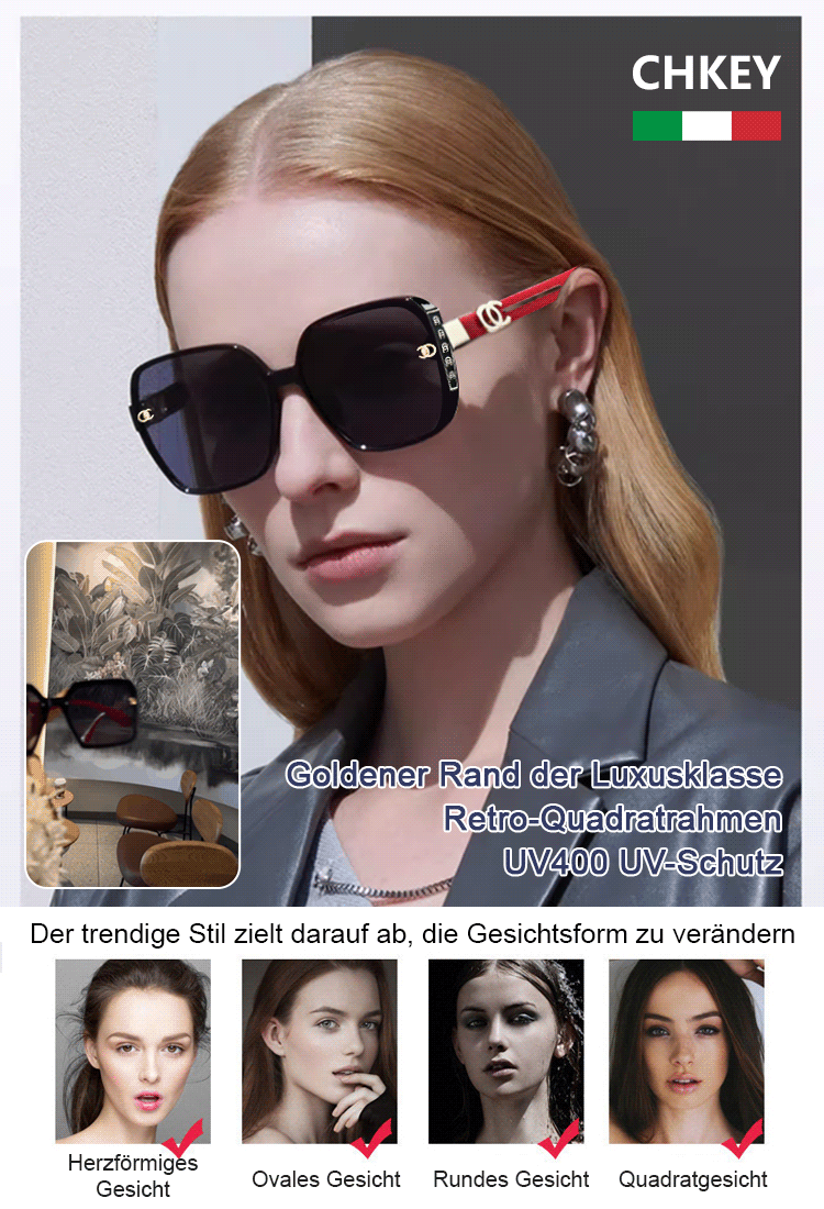 Frauen-High-End-Luxus-Sonnenbrille mit Verlaufstönung