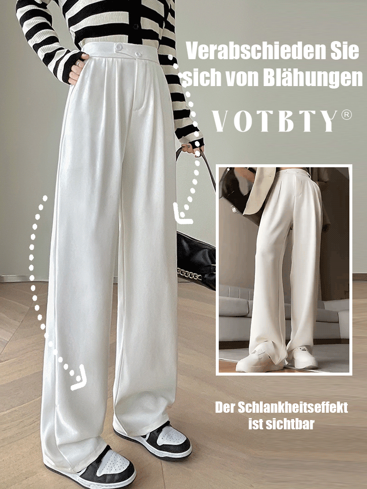 Schlankmachende vielseitige High-Waist-Hosen mit weitem Bein