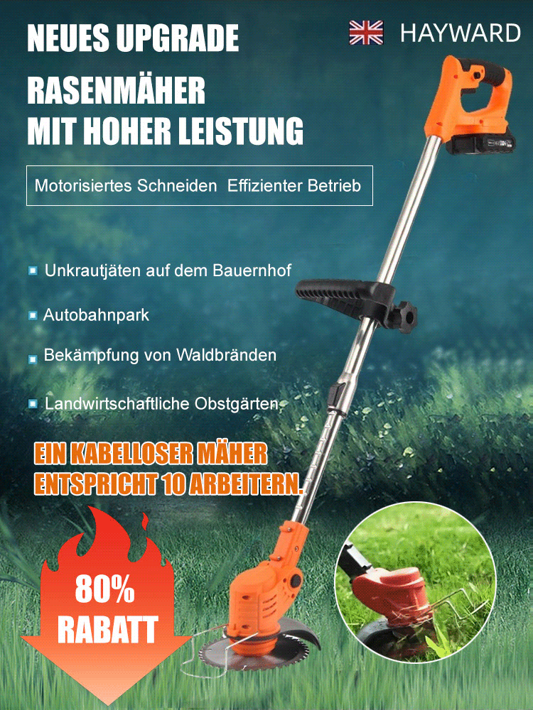 [Full Copper Motor] Tragbarer Handrasenmäher