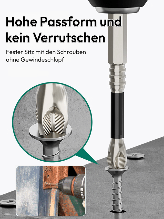 【Passend für verschiedene Elektrowerkzeuge】Stark magnetische, rutschfeste und stoßfeste Bit-Set.