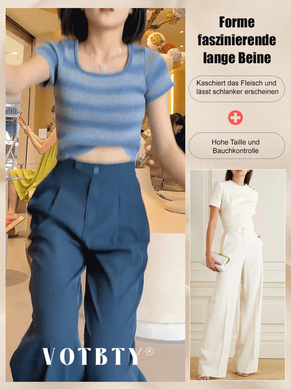 Schlankmachende vielseitige High-Waist-Hosen mit weitem Bein