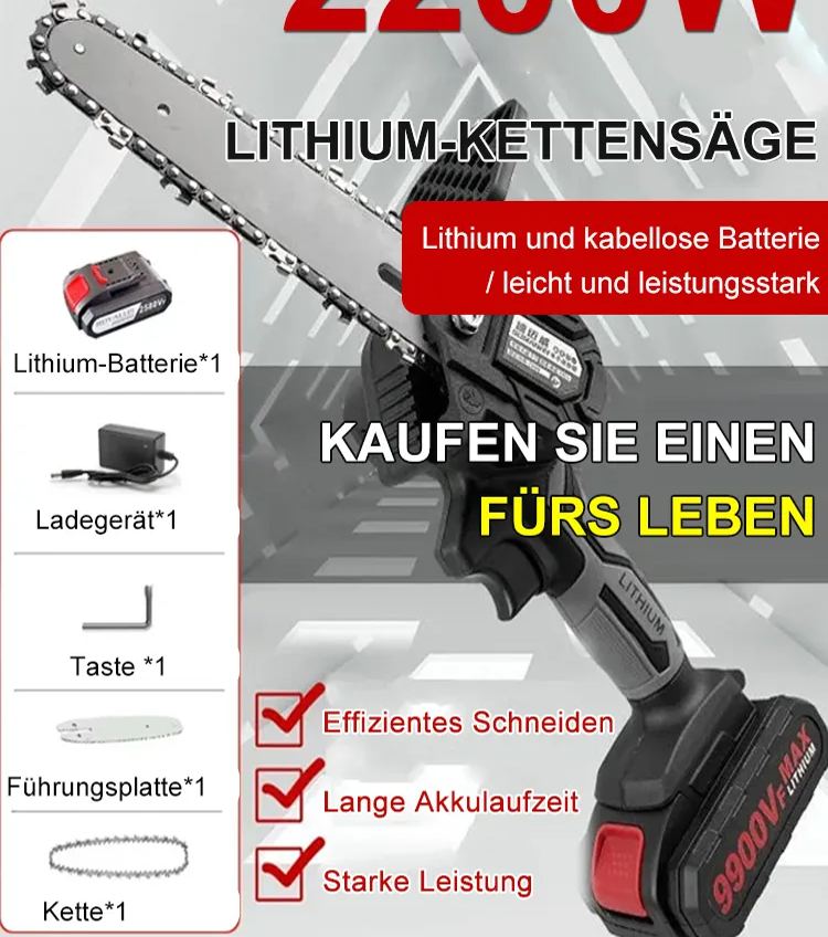 4-Zoll-Lithium-Kettensäge für Einhandbedienung