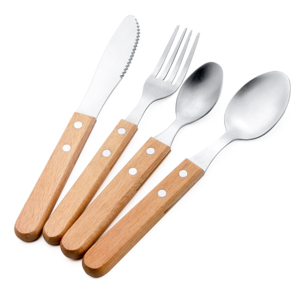 4PCS FLATWARE SET WITH WOODEN HANDLE-Serene Valley
