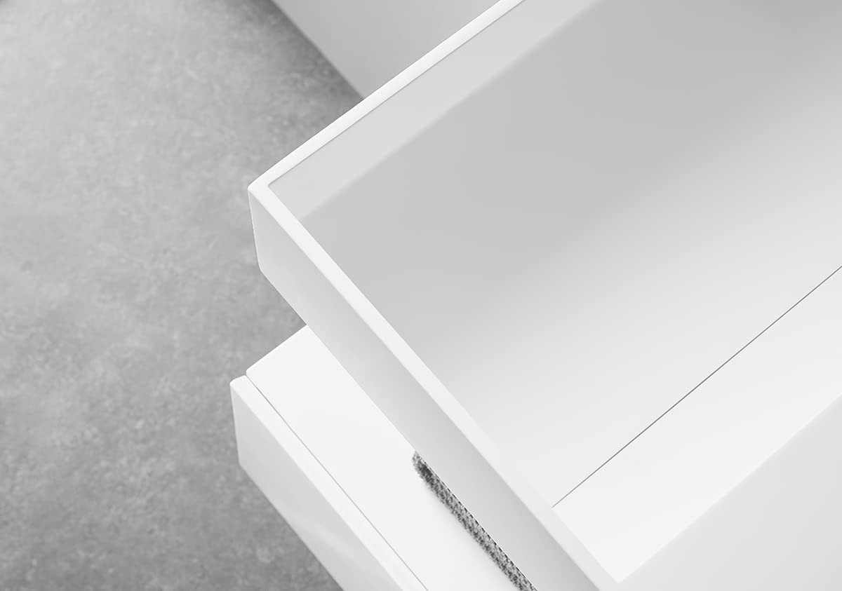 Serene Valley Floating or Countertop Bathroom Double Sink, Two Faucet Holes with Hidden Drain Design, 47" Solid Surface Material in Matte White, SVWS608-47WH-Serene Valley