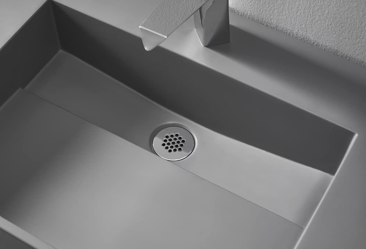 Serene Valley Floating or Countertop Bathroom Sink, Classic Square Sink with Hidden Drain Design, 32" Solid Surface Material in Matte GR, SVWS612-32GR-Serene Valley