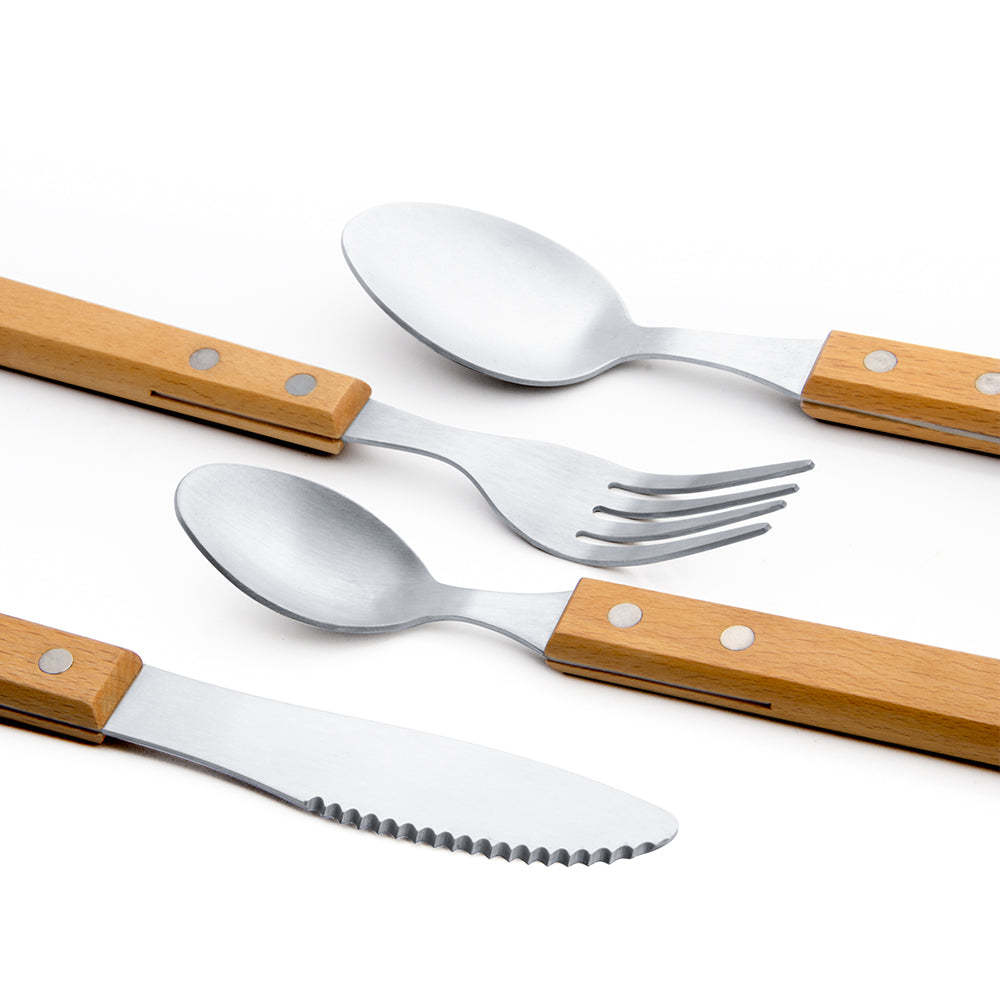 4PCS FLATWARE SET WITH WOODEN HANDLE-Serene Valley