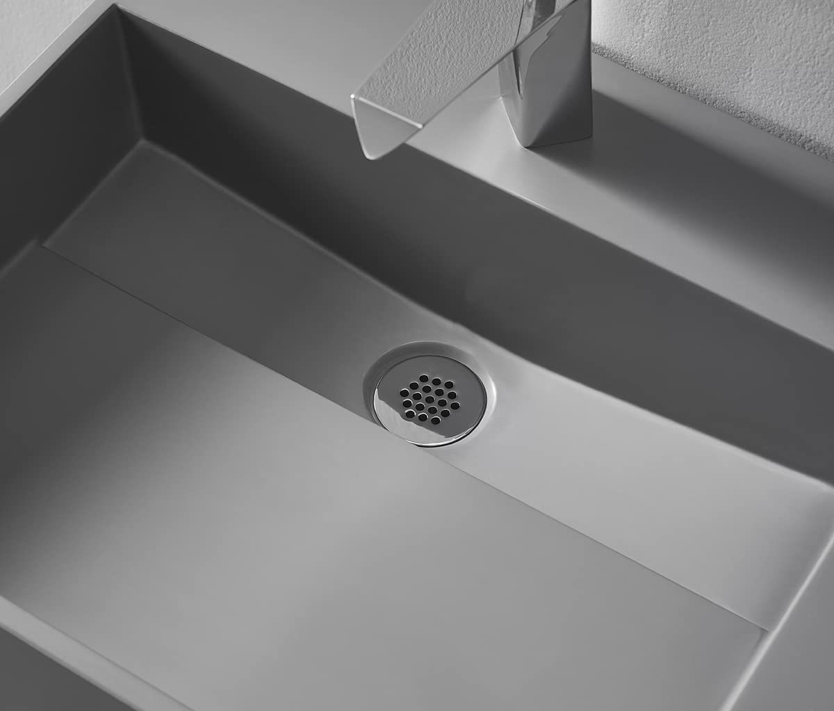 Serene Valley Floating or Countertop Bathroom Sink, Large Square Sink with Hidden Drain, 40" Solid Surface Material in Matte Gray, SVWS614-40GR-Serene Valley
