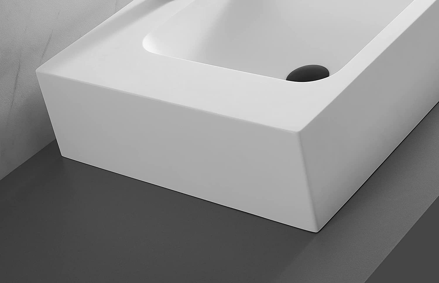 Serene Valley Bathroom Sink, Wall-Mount or On Countertop, 47" with Square Sink and Flat Space, Single Faucet Hole, Solid Surface Material in Matte White-Serene Valley