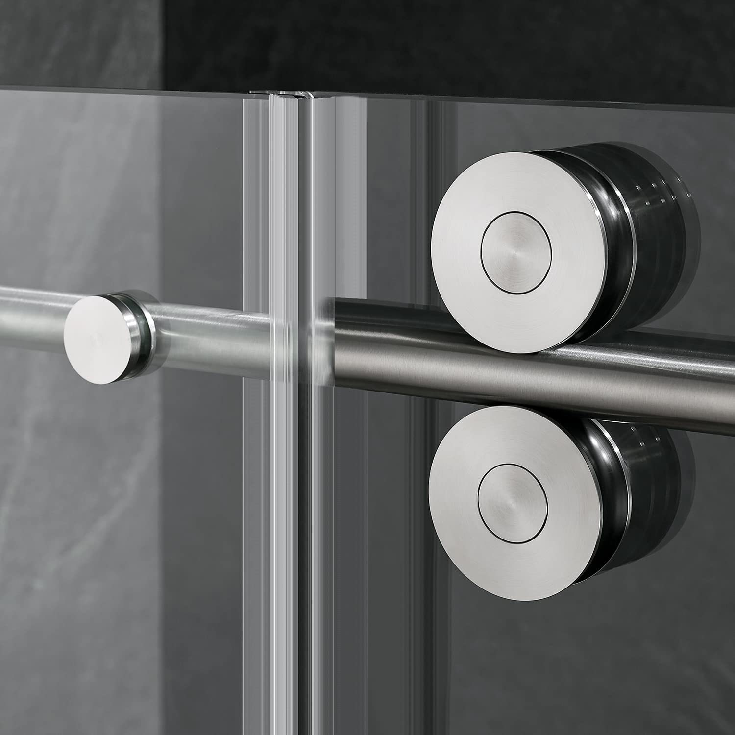 Serene Valley SVSD5001-6066BN Big Roller Frameless Sliding Shower Door - Superclear 3/8" Tempered Glass - 304 Stainless Steel Hardware in Brushed Nickel 56"- 60"W x 66"H-Serene Valley