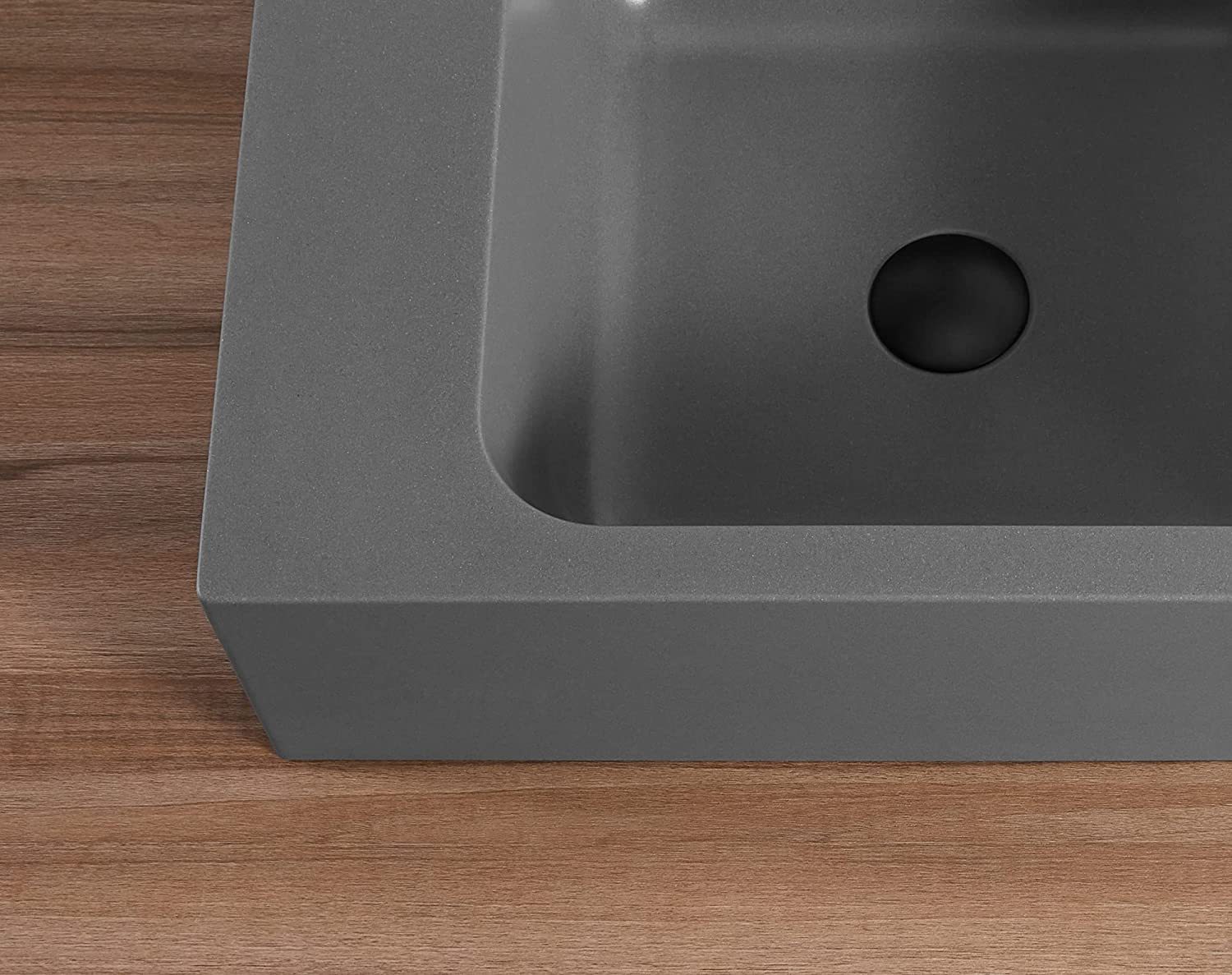 Serene Valley Bathroom Sink, Wall-Mount or On Countertop, 47" with Square Sink and Flat Space, Single Faucet Hole, Premium Granite Material in Gray-Serene Valley