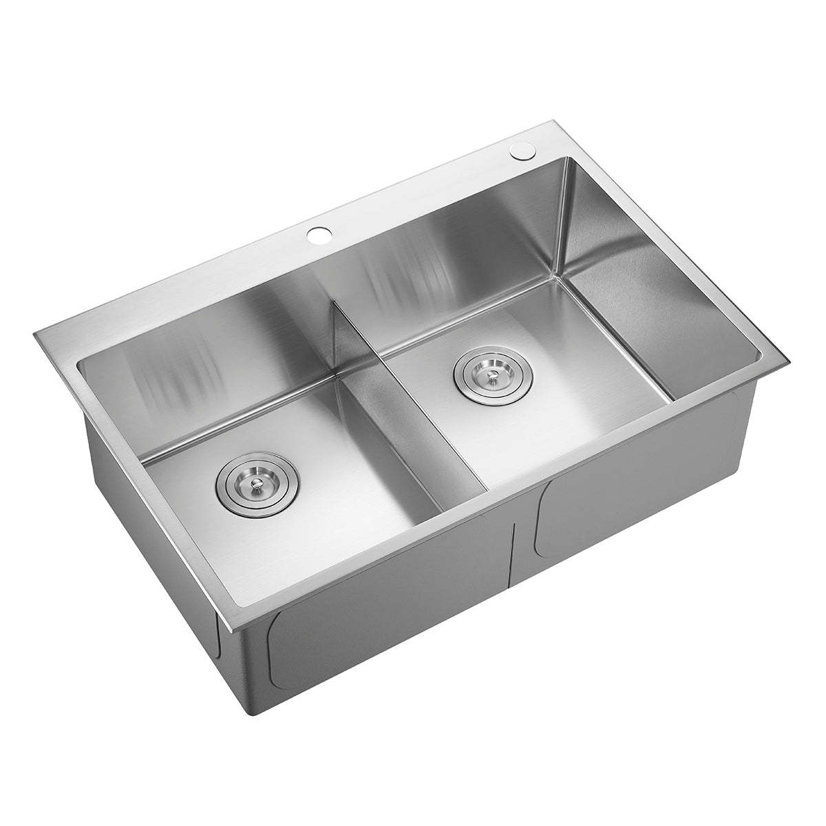Serene Valley Stainless Steel Kitchen Sink,33-inch Thick Deck Dual Mount, Double Bowl with Unique Thin Divider, Heavy-Duty Grids DDG3322R-Serene Valley
