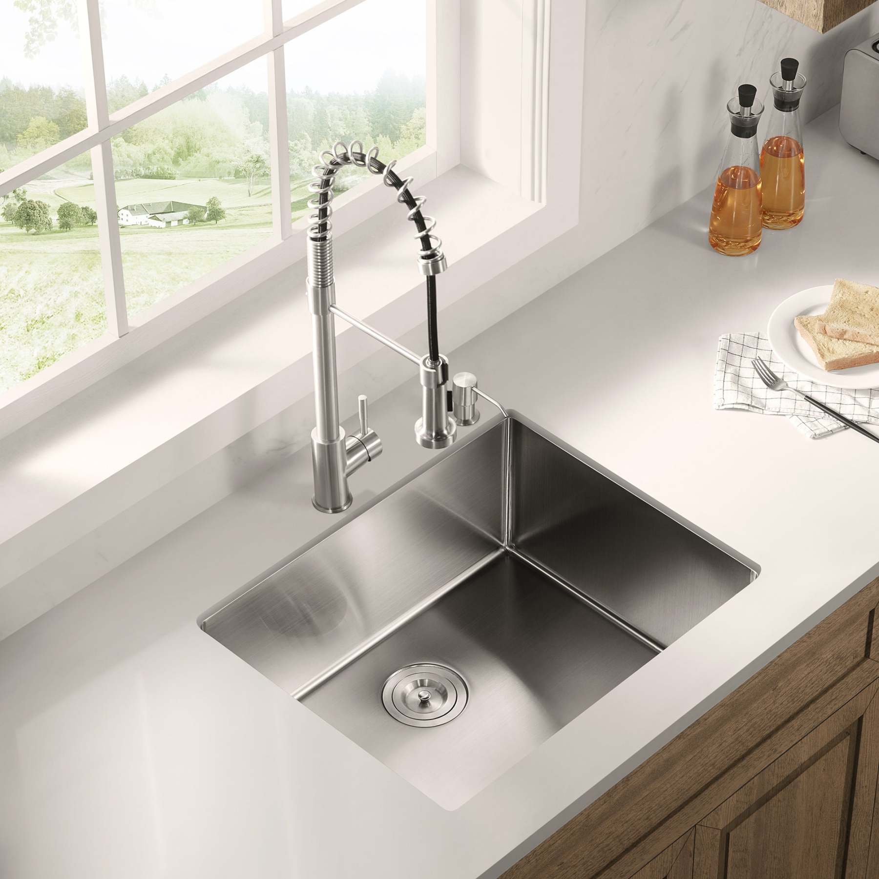 Stainless Steel 25-in. Single Bowl Drop-in or Undermount Kitchen Sink with Thick Deck and Grid, DS2522R-Serene Valley