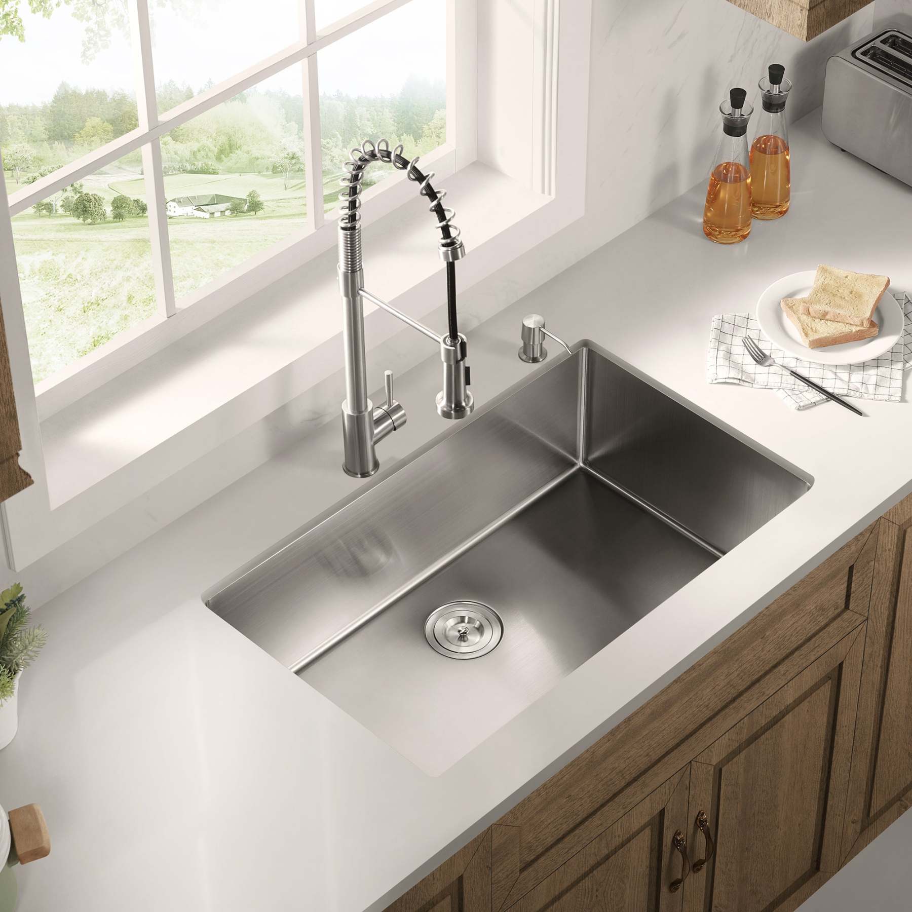 Stainless Steel 33-in. Single Bowl Drop-in or Undermount Kitchen Sink with Thick Deck and Grid, DS3322R-Serene Valley