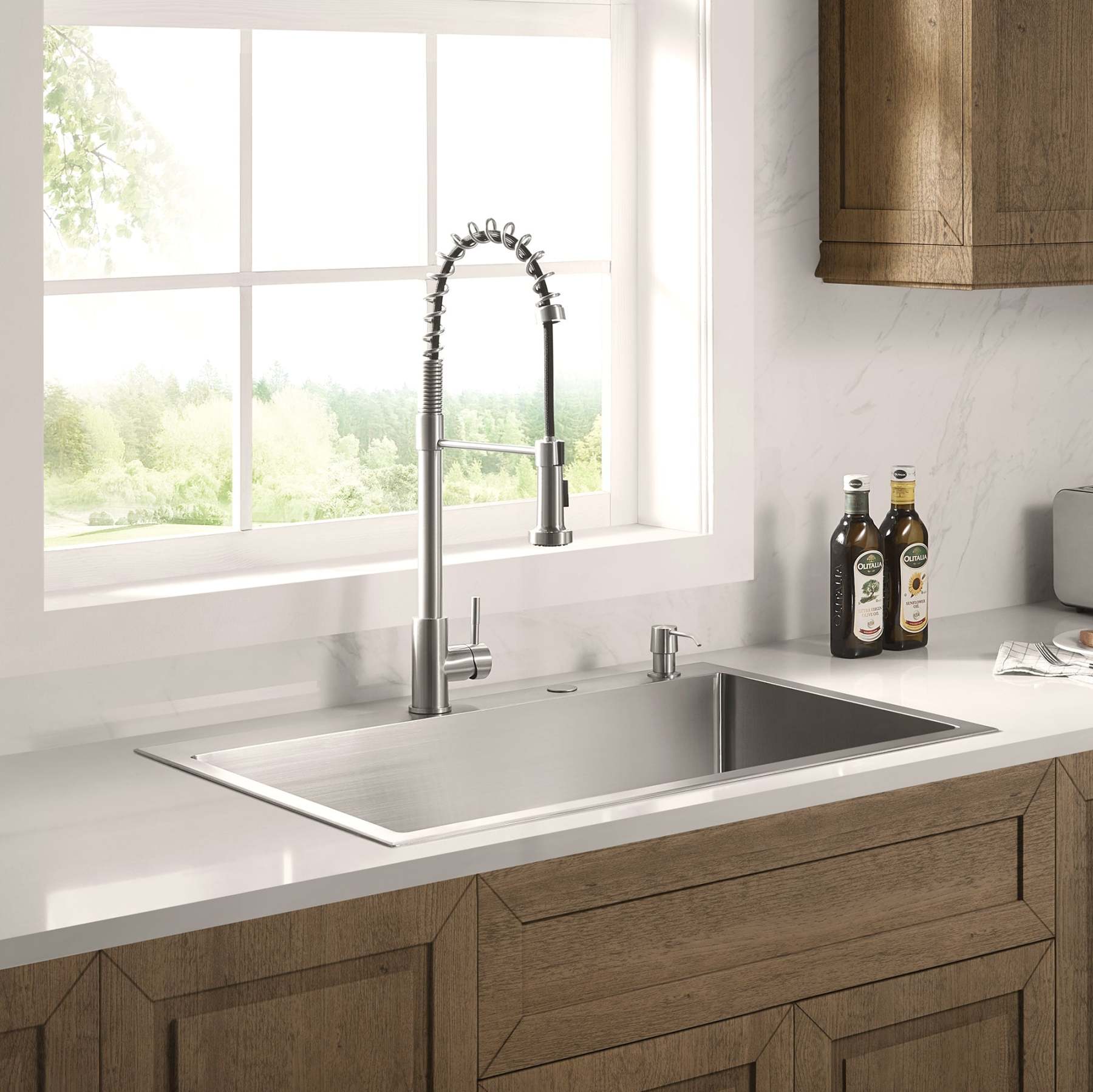 Stainless Steel 33-in. Single Bowl Drop-in or Undermount Kitchen Sink with Thick Deck and Grid, DS3322R-Serene Valley