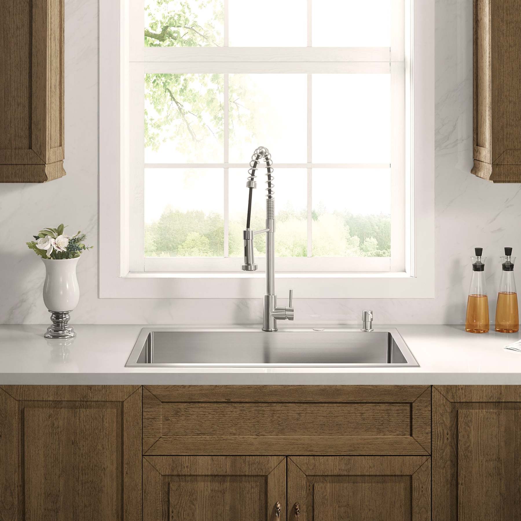 Stainless Steel 33-in. Single Bowl Drop-in or Undermount Kitchen Sink with Thick Deck and Grid, DS3322R-Serene Valley