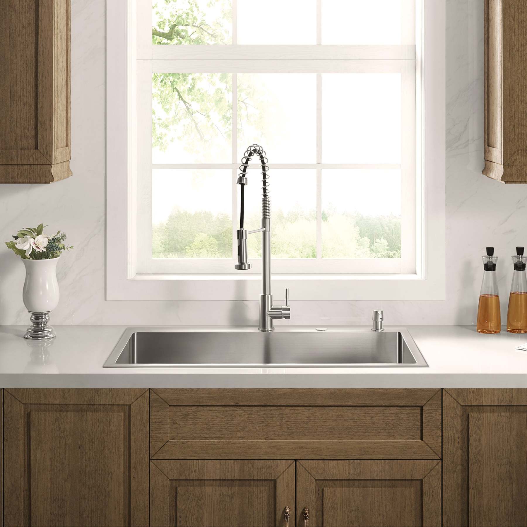 Stainless Steel 36-in. Single Bowl Drop-in or Undermount Kitchen Sink with Thick Deck and Grid, DS3622R-Serene Valley