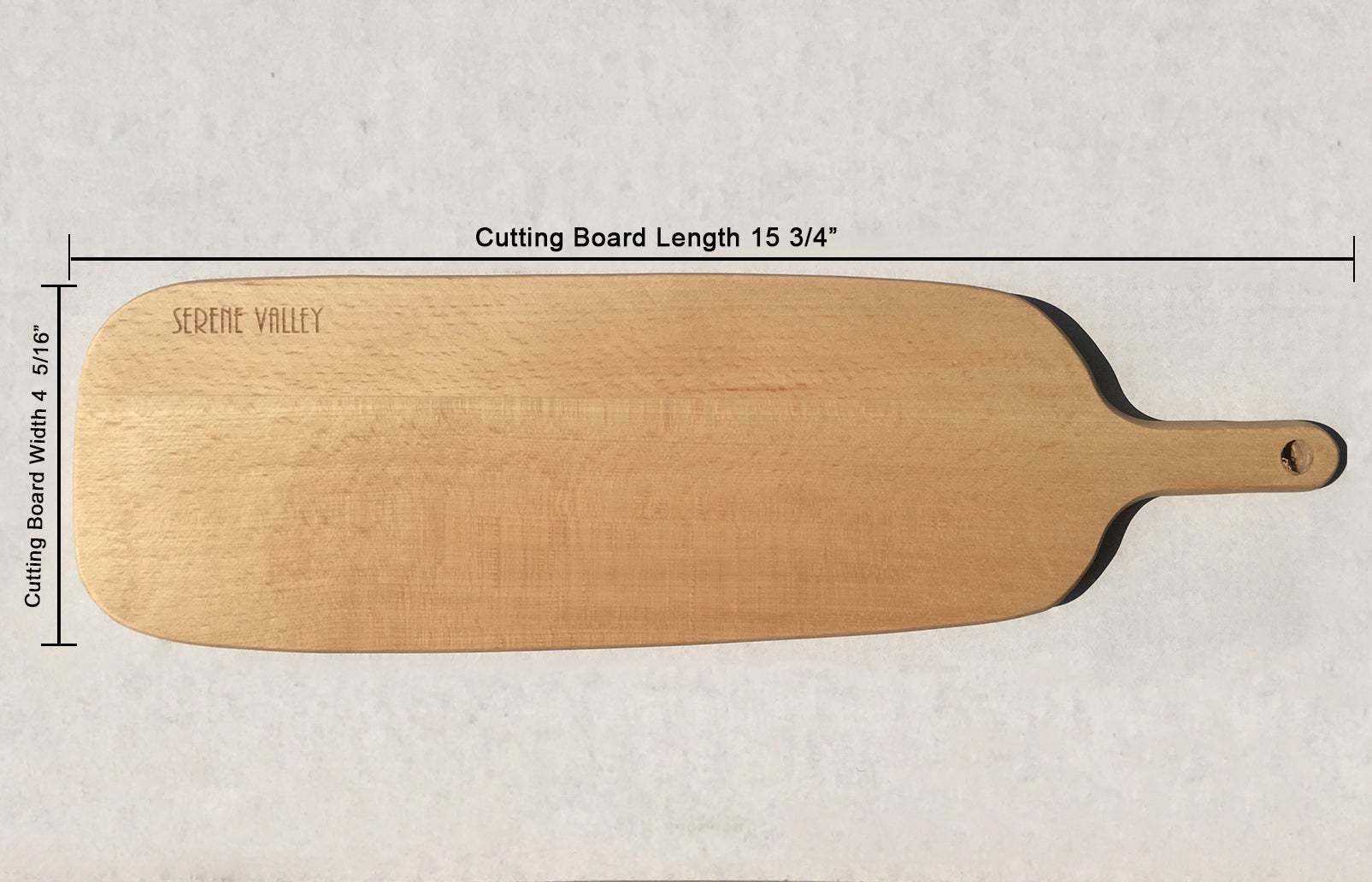 Paddle cutting board and bread board 15 3/4"x 4 5/16" x 5/8", NDA0044-Serene Valley