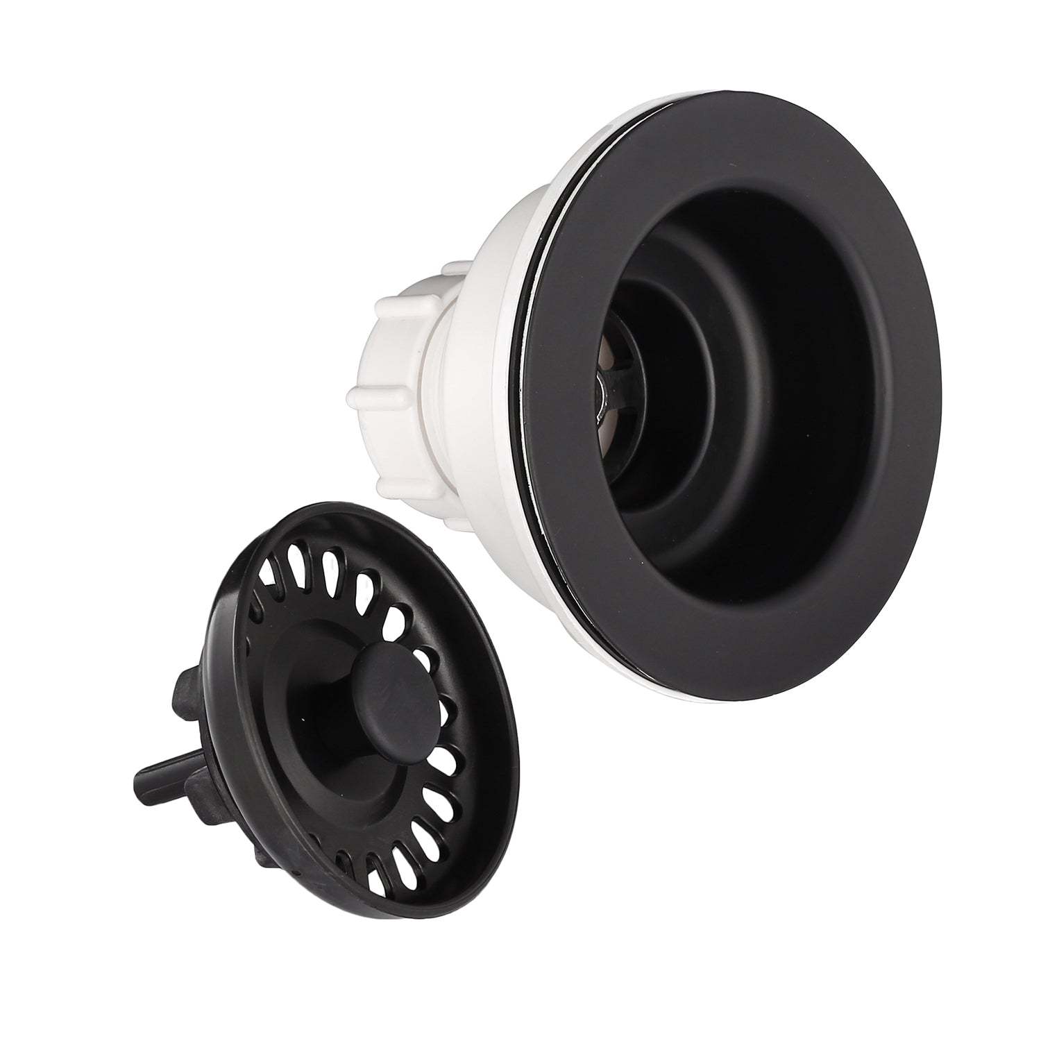3-1/2 inch Kitchen Sink Strainer Assembly with Stopper for Matching Color of Granite or Fireclay Sinks - Black NDA0052-Serene Valley