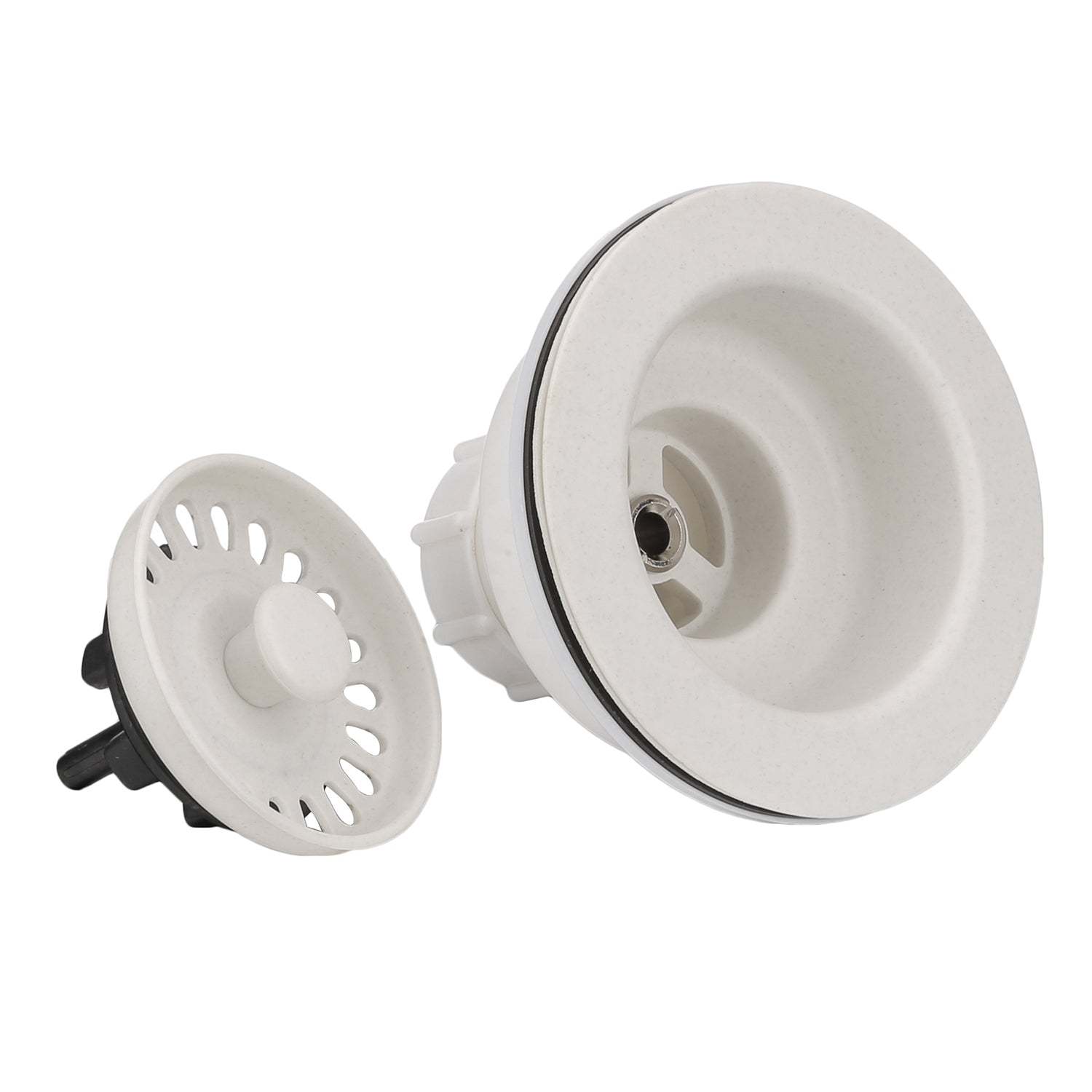 Serene Valley 3-1/2 inch Kitchen Sink Strainer Assembly with Stopper for Matching Color of Granite or Fireclay Sinks - White NDA0054-Serene Valley