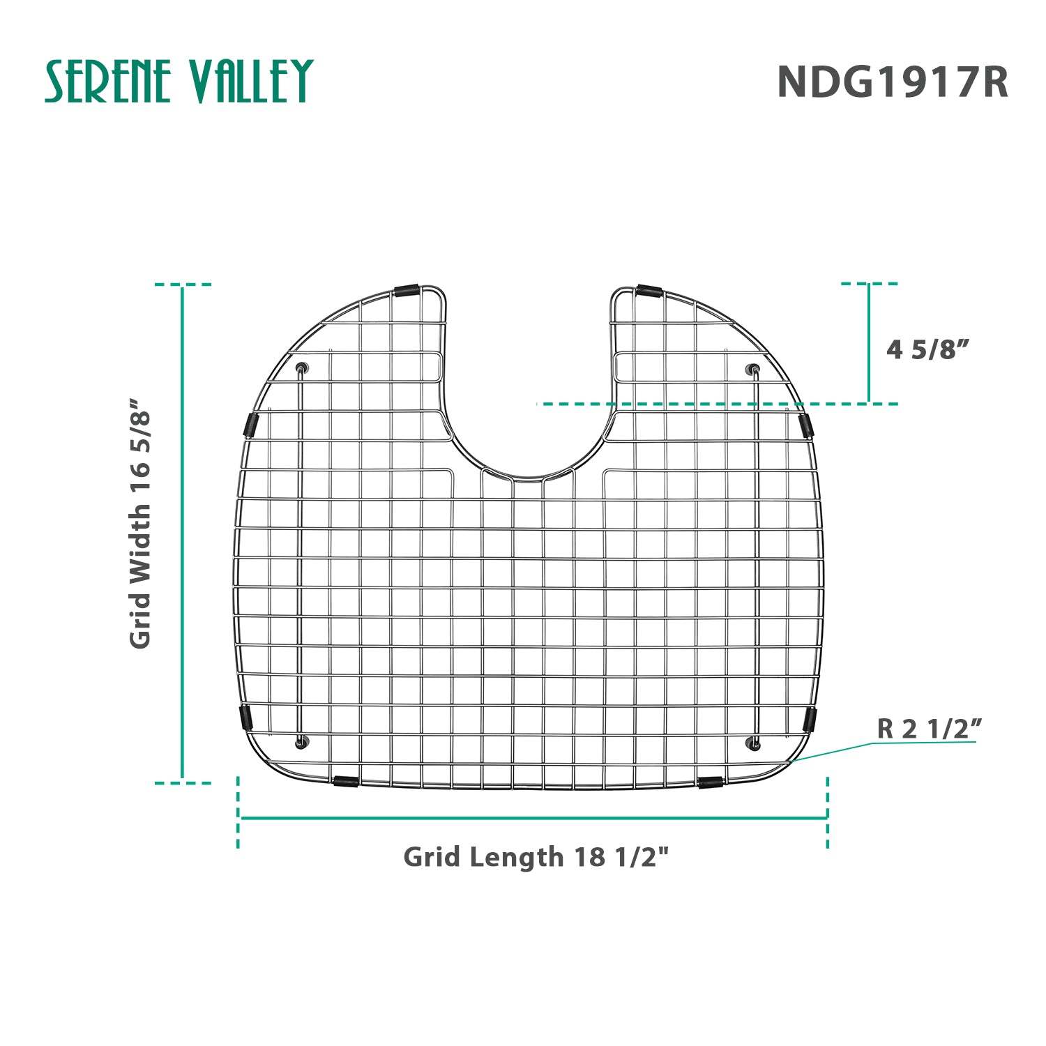 Serene Valley Sink Grid 18-1/2" x 16-5/8", Rear Drain with Bottom Corner Radius 2-1/2" and Top Corner Radius 6-1/2"，Bottom Grid NDG1917R-Serene Valley