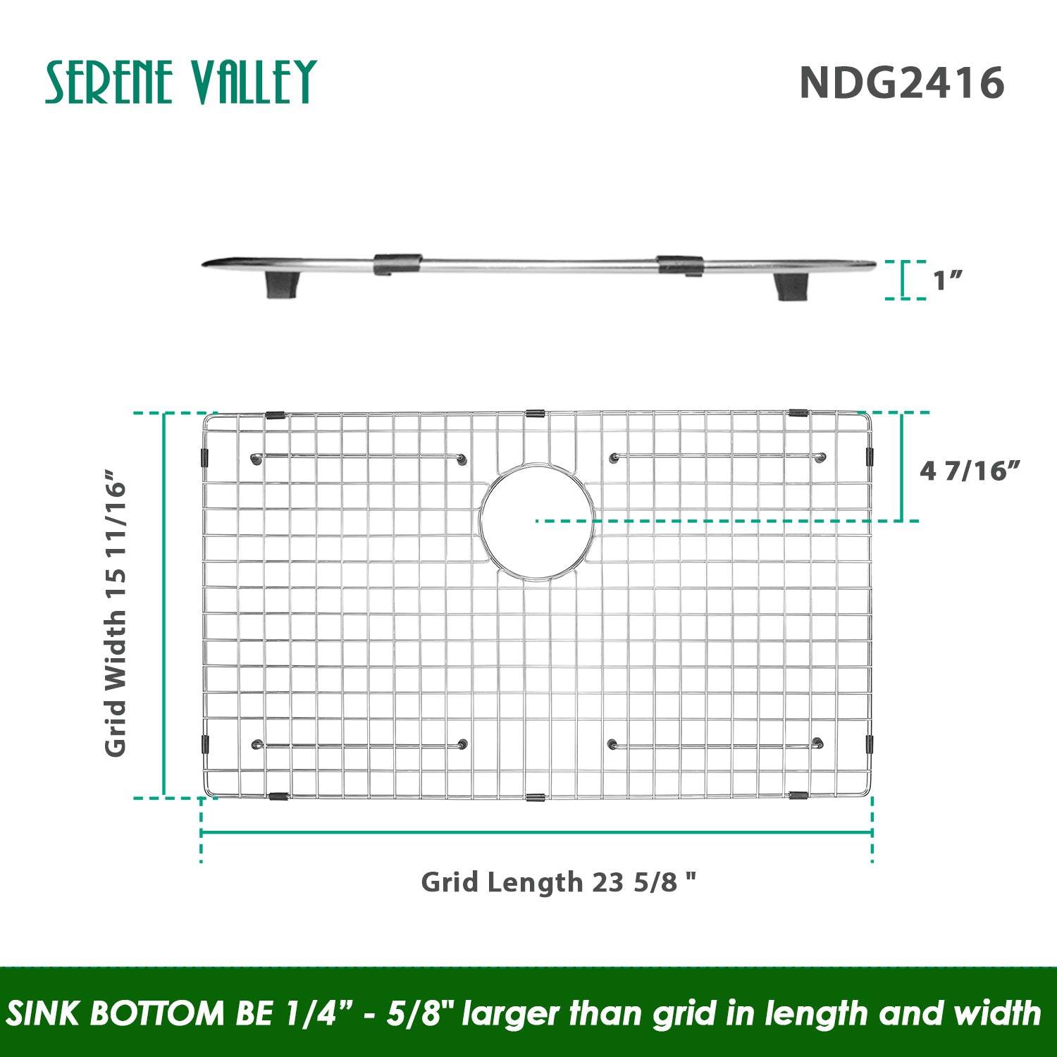 Sink Grid 24 x 16, NDG2416 dim 23 5/8” x 15 11/16”-Serene Valley