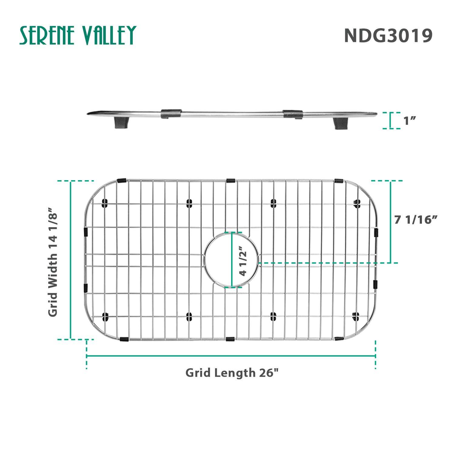 Sink Grid 26 x 14, NDG3019 dim 26" x 14 1/8"-Serene Valley