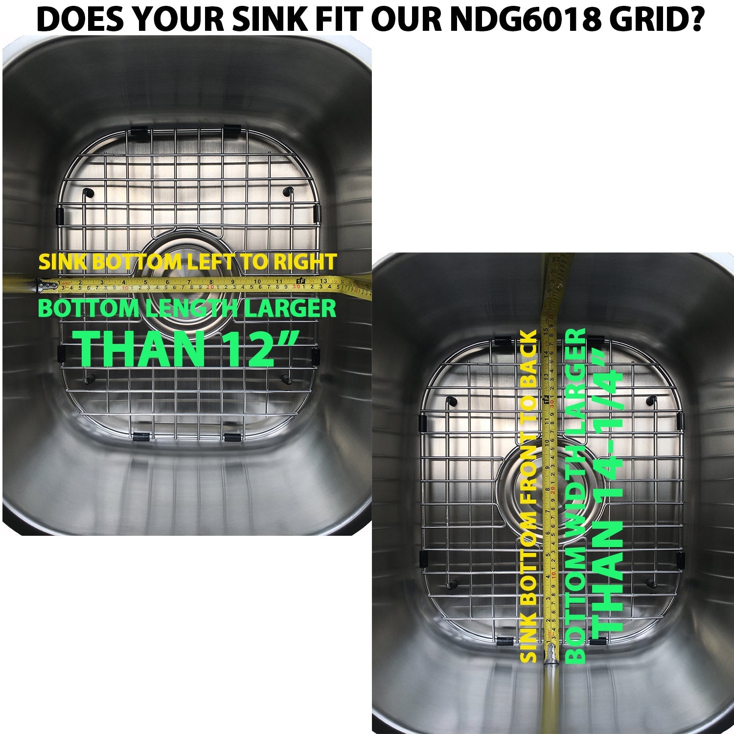 Serene Valley Sink Bottom Grid 12" x 14-1/8", Centered Drain with Corner Radius 3-1/2", NDG6018-Serene Valley