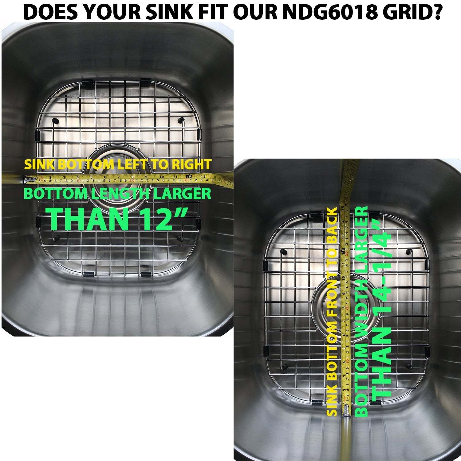 Serene Valley Sink Bottom Grid 12" x 14-1/8", Centered Drain with Corner Radius 3-1/2", NDG6018-Serene Valley