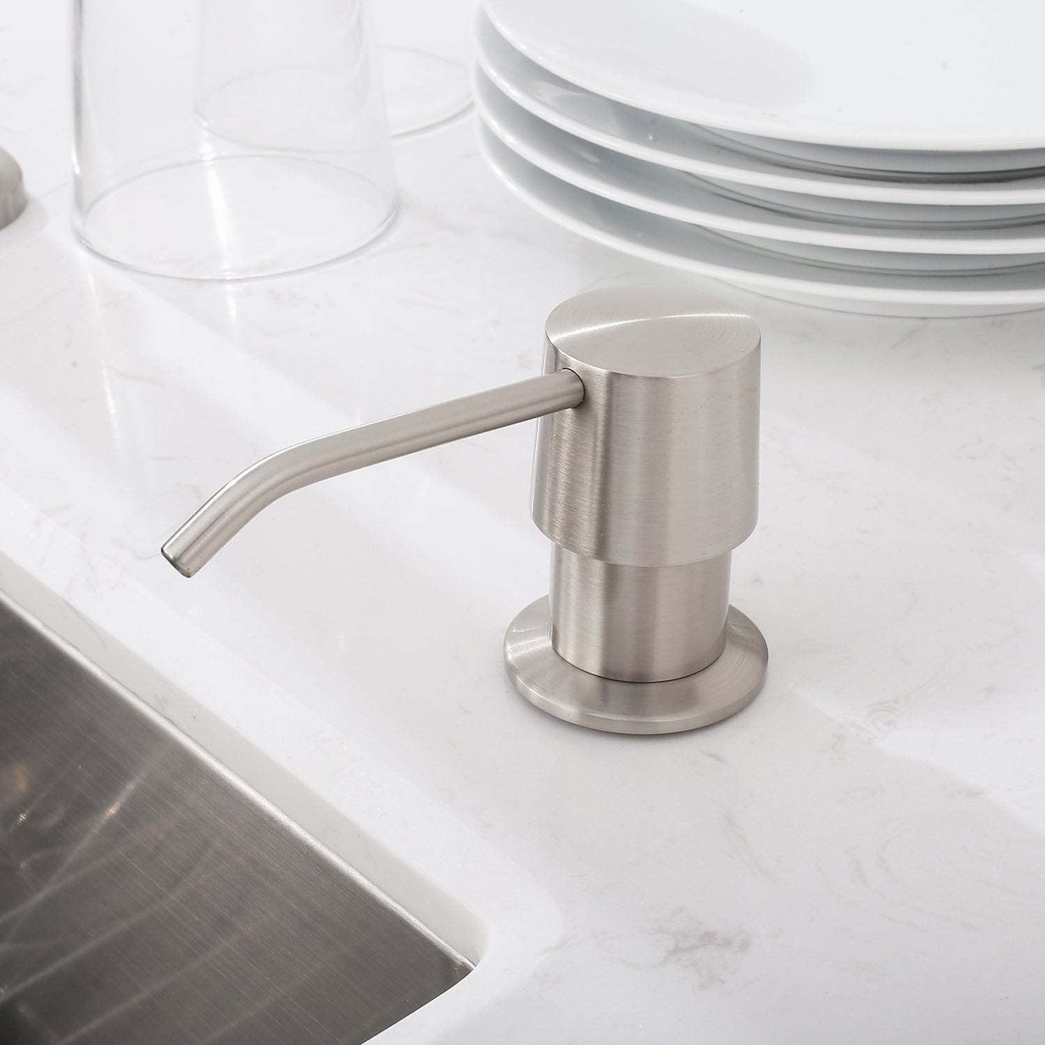 Kitchen Soap Dispenser NDS020BN, Solid Brass Construction with Refill-From-Top Capacity, Super Smooth and Durable Pump with Built-in Bottle-Serene Valley