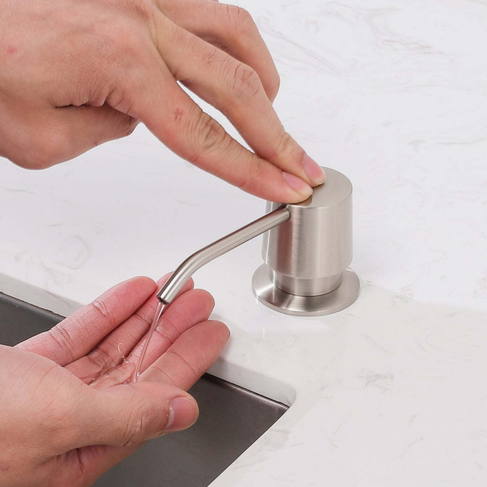 Kitchen Soap Dispenser NDS020BN, Solid Brass Construction with Refill-From-Top Capacity, Super Smooth and Durable Pump with Built-in Bottle-Serene Valley