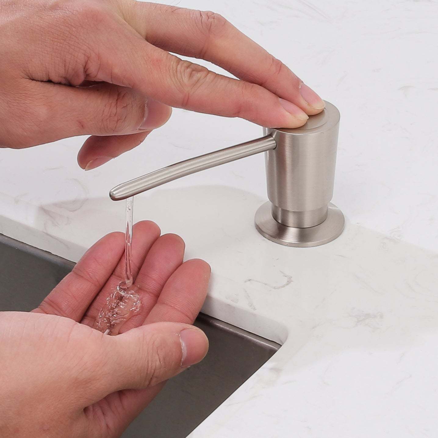 Kitchen Soap Dispenser NDS021BN, Solid Brass Construction with Refill-From-Top Capacity, Super Smooth and Durable Pump with Built-in Bottle-Serene Valley